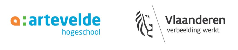Logo Arteveldehogeschool en logo Vlaanderen